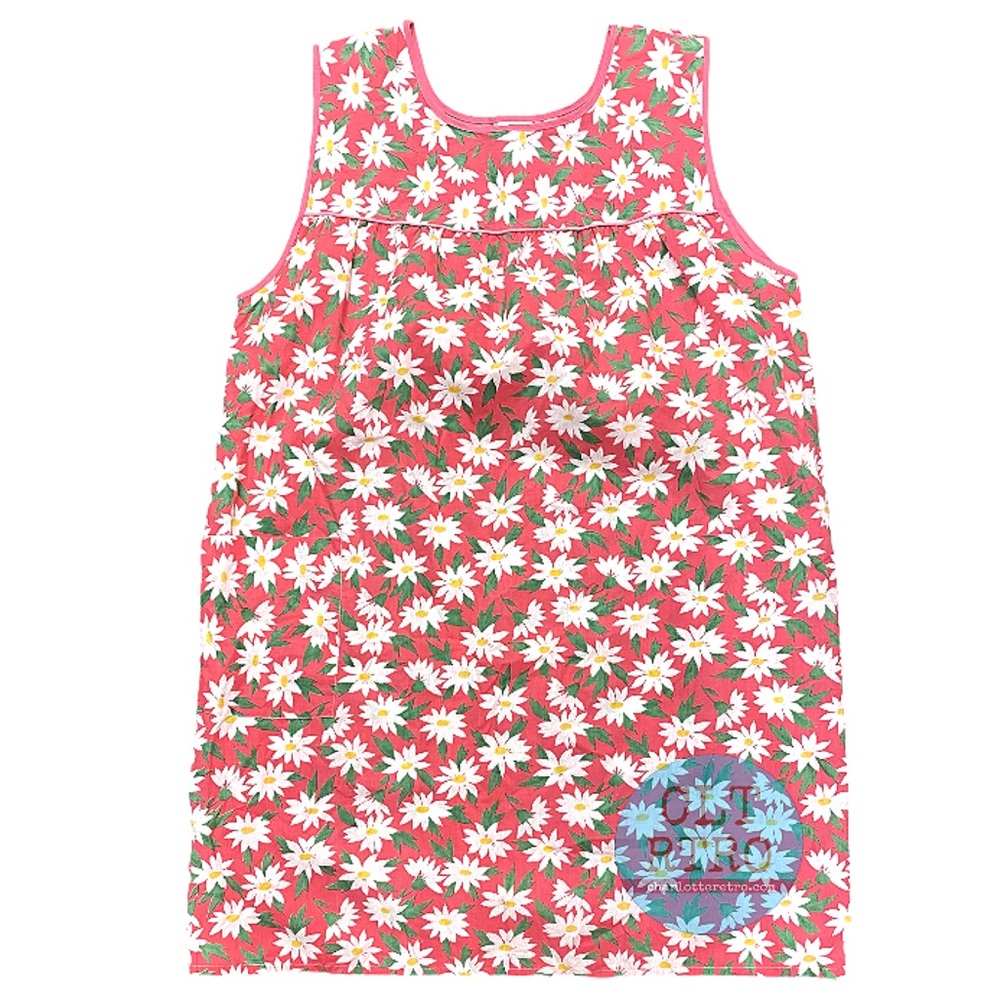70s Vtg Pink Housedress W Daisies - image 2